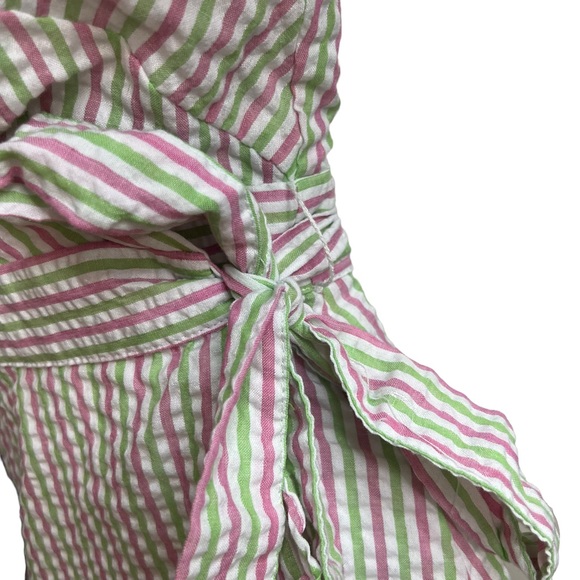 DRAPER JAMES SEERSUCKER TRUE WRAP BOHO ROMANTIC FRILLY ABOVE THE KNEE DRESS. XS - Picture 6 of 8